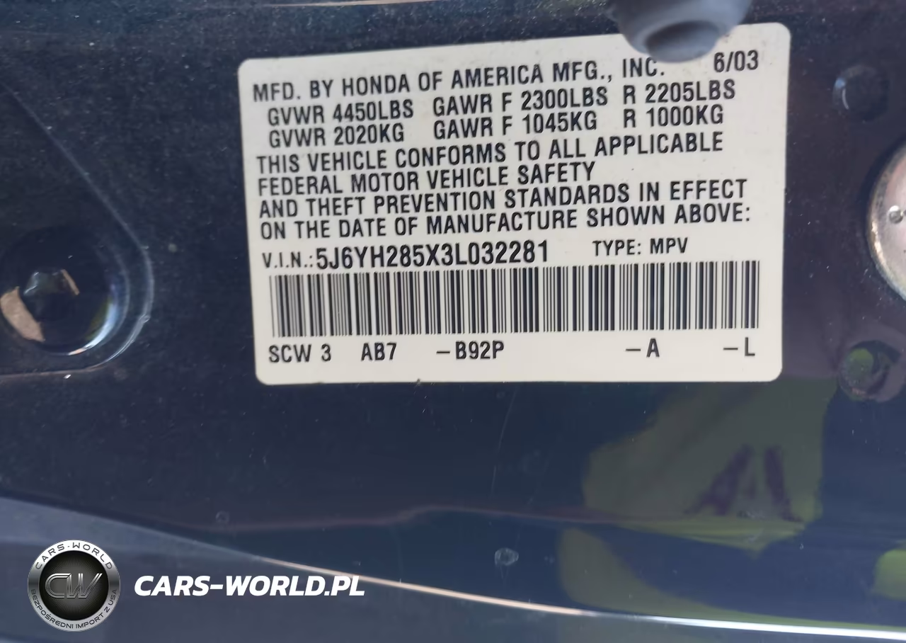 2003 Honda Element Ex VIN:5J6YH285X3L032281 - 9