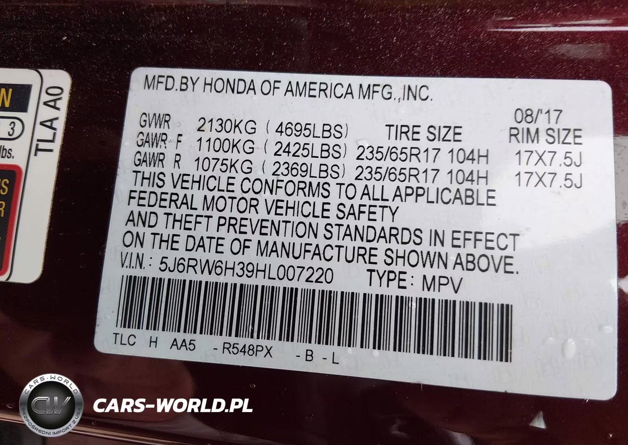 2017 Honda Cr-V Lx VIN:5J6RW6H39HL007220 - 9