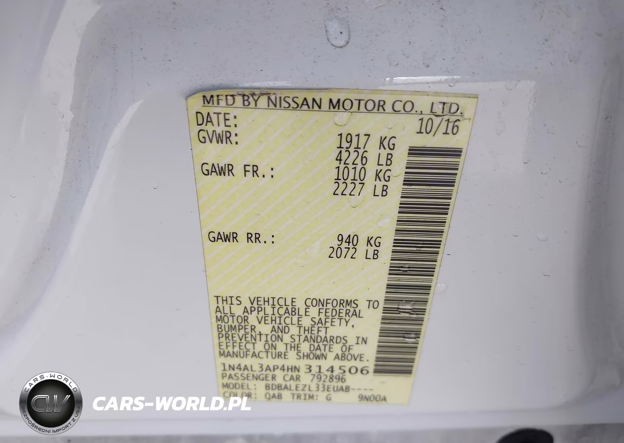 2017 Nissan Altima 2.5 S VIN:1N4AL3AP4HN314506 - 9