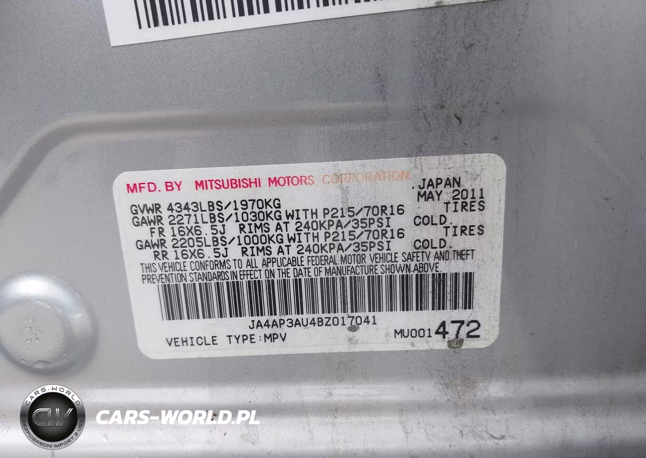 2011 Mitsubishi Outlander Sport Es VIN:JA4AP3AU4BZ017041 - 9