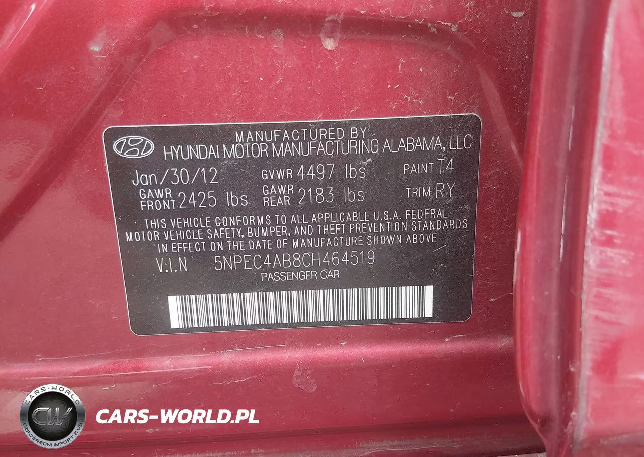2012 Hyundai Sonata Se 2.0T VIN:5NPEC4AB8CH464519 - 9