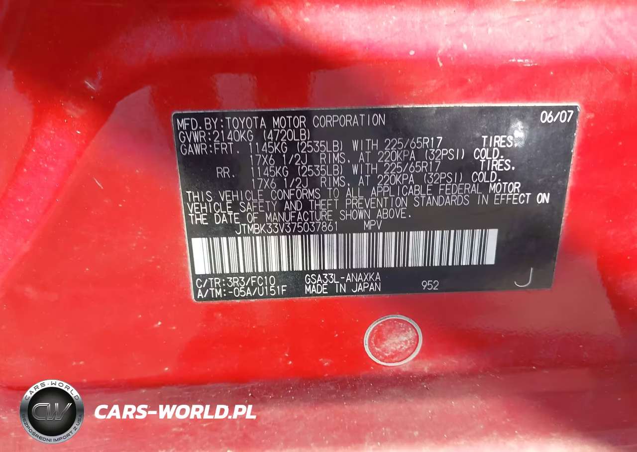 2007 Toyota Rav4 Base V6 VIN:JTMBK33V375037861 - 9