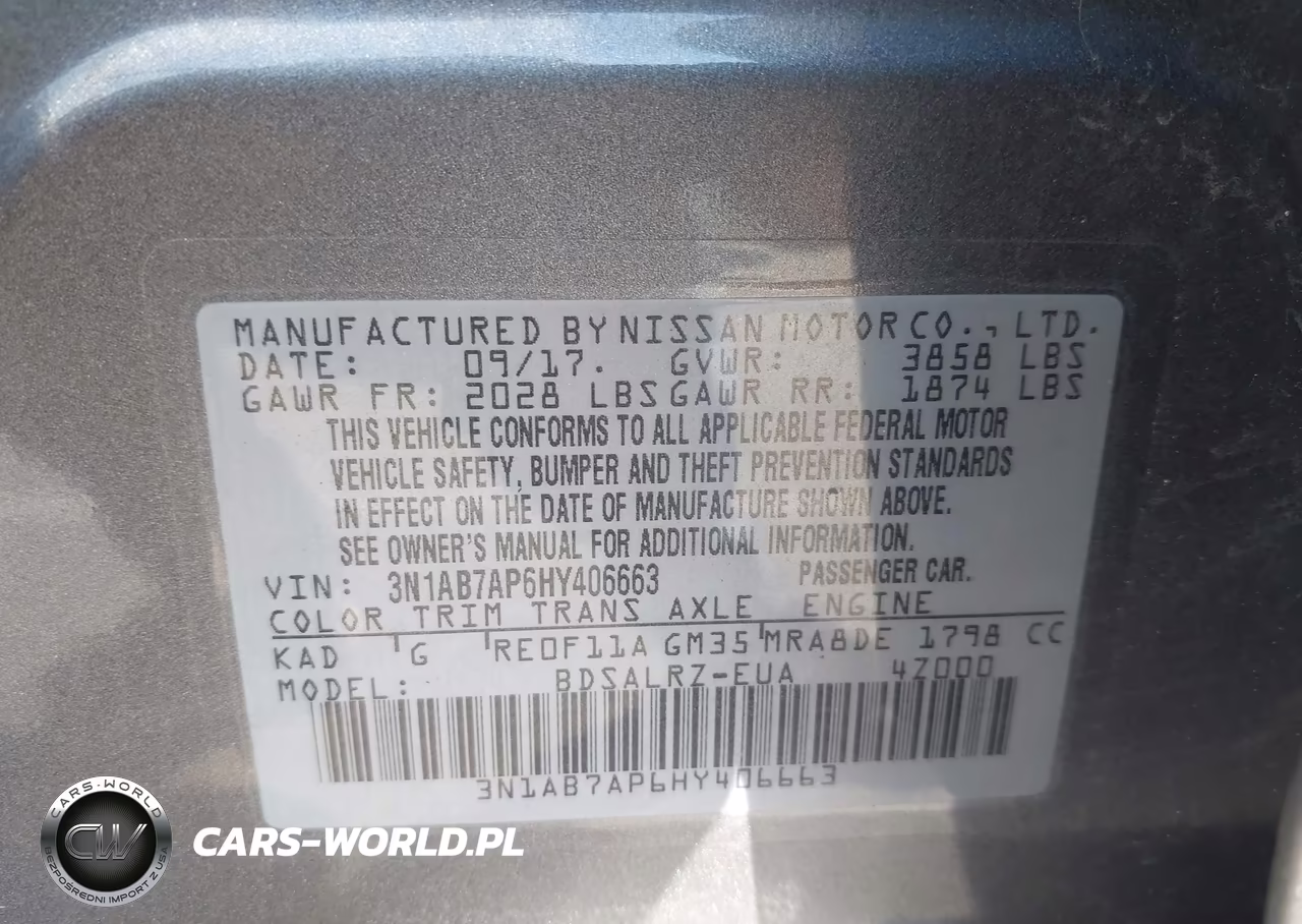 2017 Nissan Sentra S VIN:3N1AB7AP6HY406663 - 9