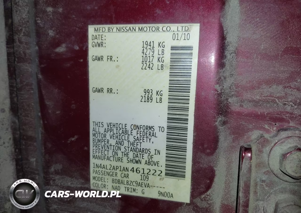2010 Nissan Altima 2.5 S VIN:1N4AL2AP1AN461222 - 9