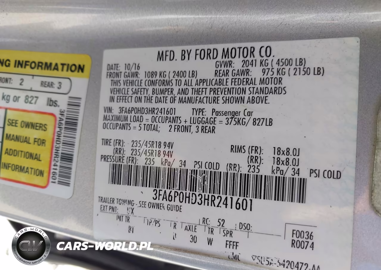 2017 Ford Fusion Se VIN:3FA6P0HD3HR241601 - 9