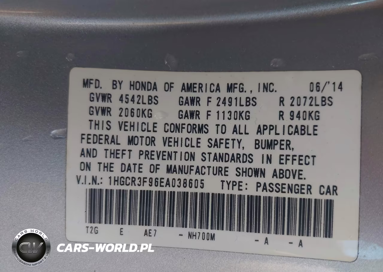 2014 Honda Accord Touring VIN:1HGCR3F96EA038605 - 9