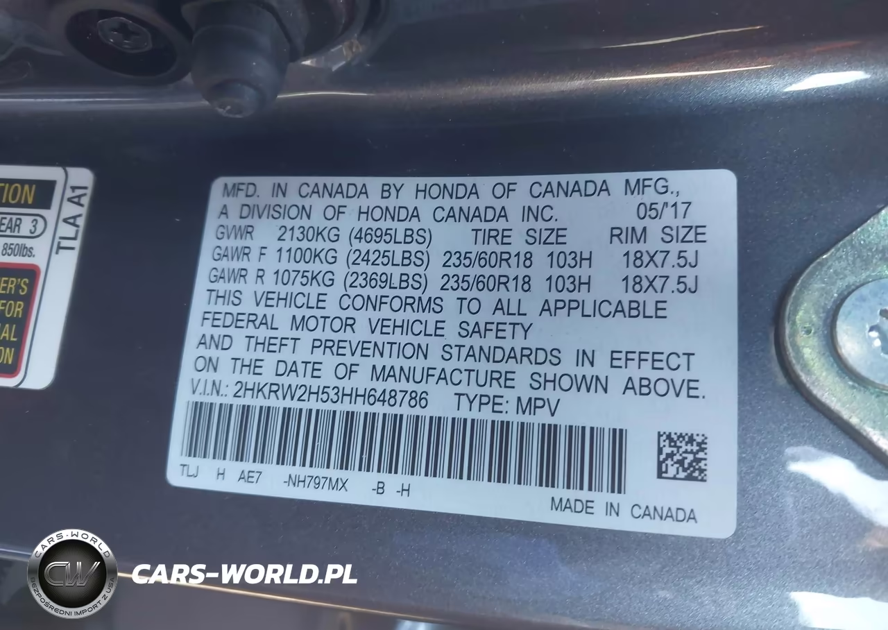 2017 Honda Cr-V Ex VIN:2HKRW2H53HH648786 - 9