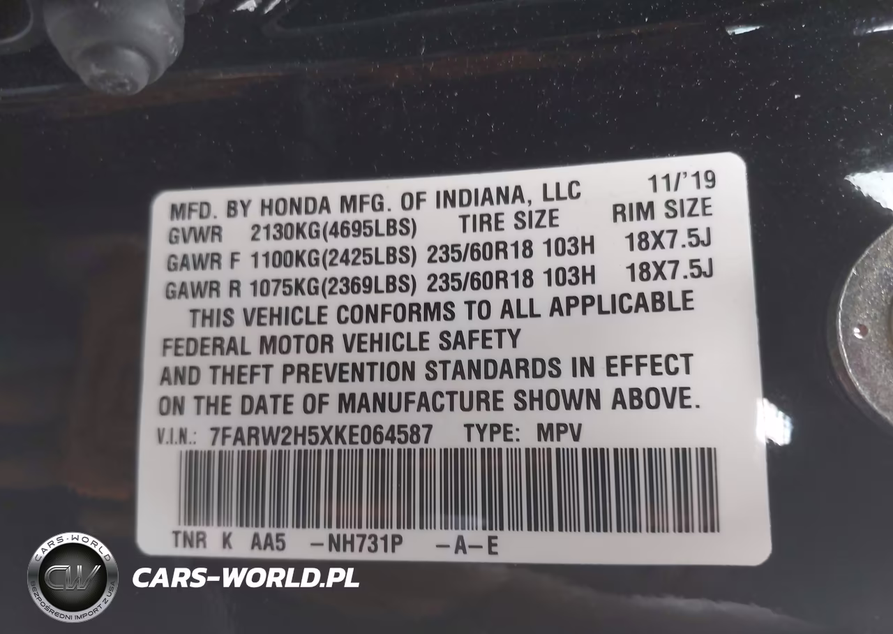 2019 Honda Cr-V Ex VIN:7FARW2H5XKE064587 - 9
