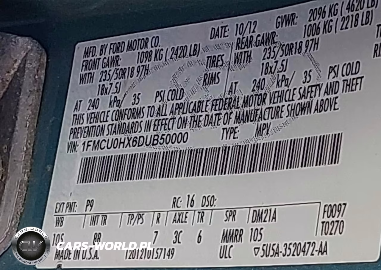 2013 Ford Escape Sel VIN:1FMCU0HX6DUB50000 - 9