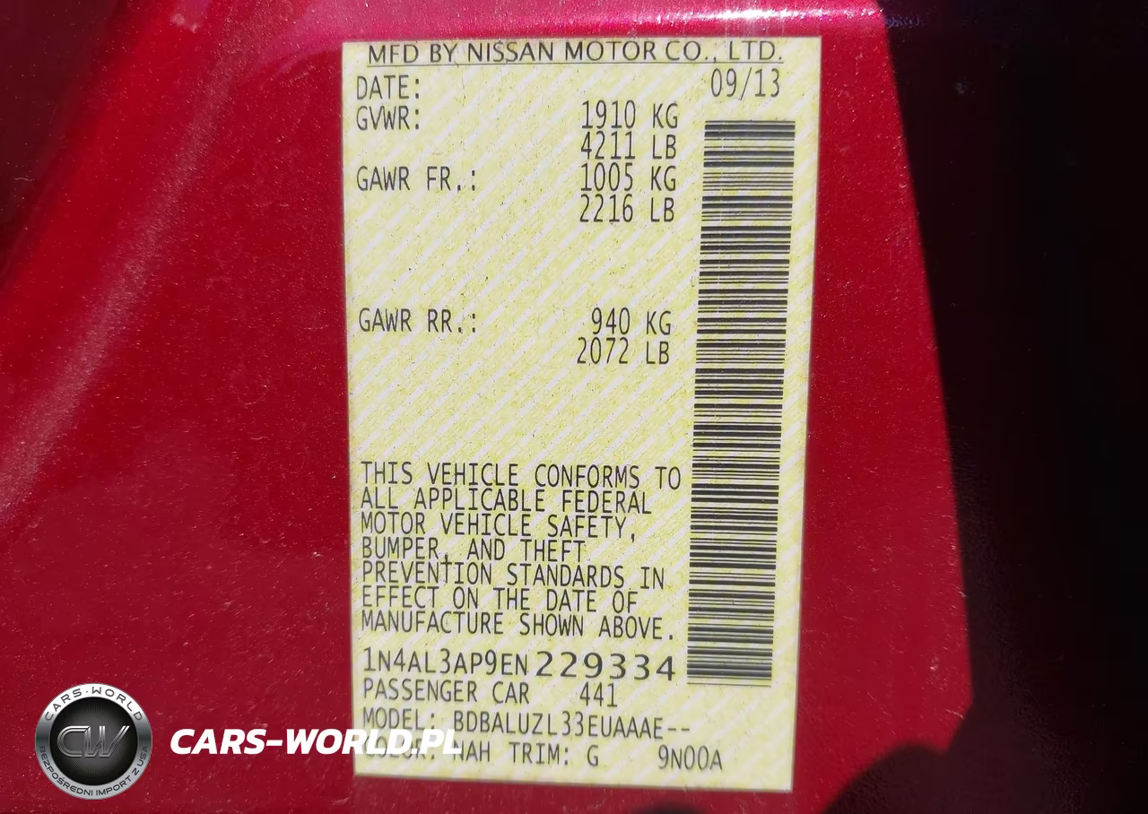 2014 Nissan Altima 2.5 Sv VIN:1N4AL3AP9EN229334 - 9