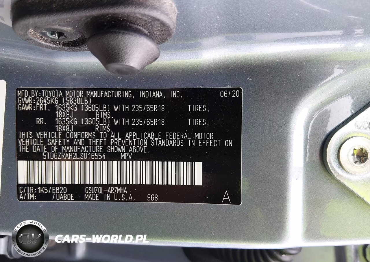 2020 Toyota Highlander Xle VIN:5TDGZRAH2LS016554 - 9