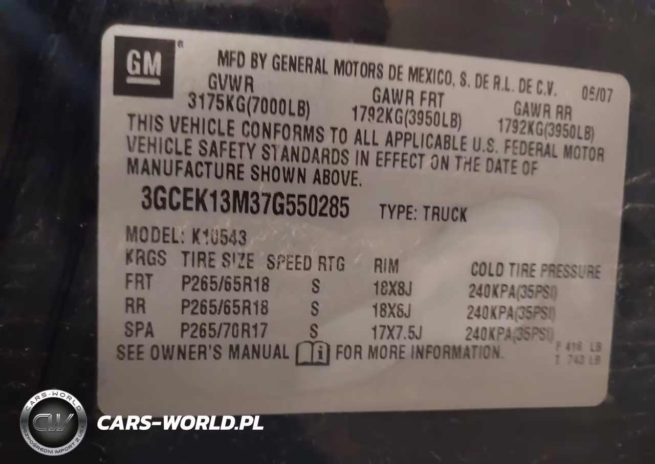 2007 Chevrolet Silverado 1500 Ltz VIN:3GCEK13M37G550285 - 9