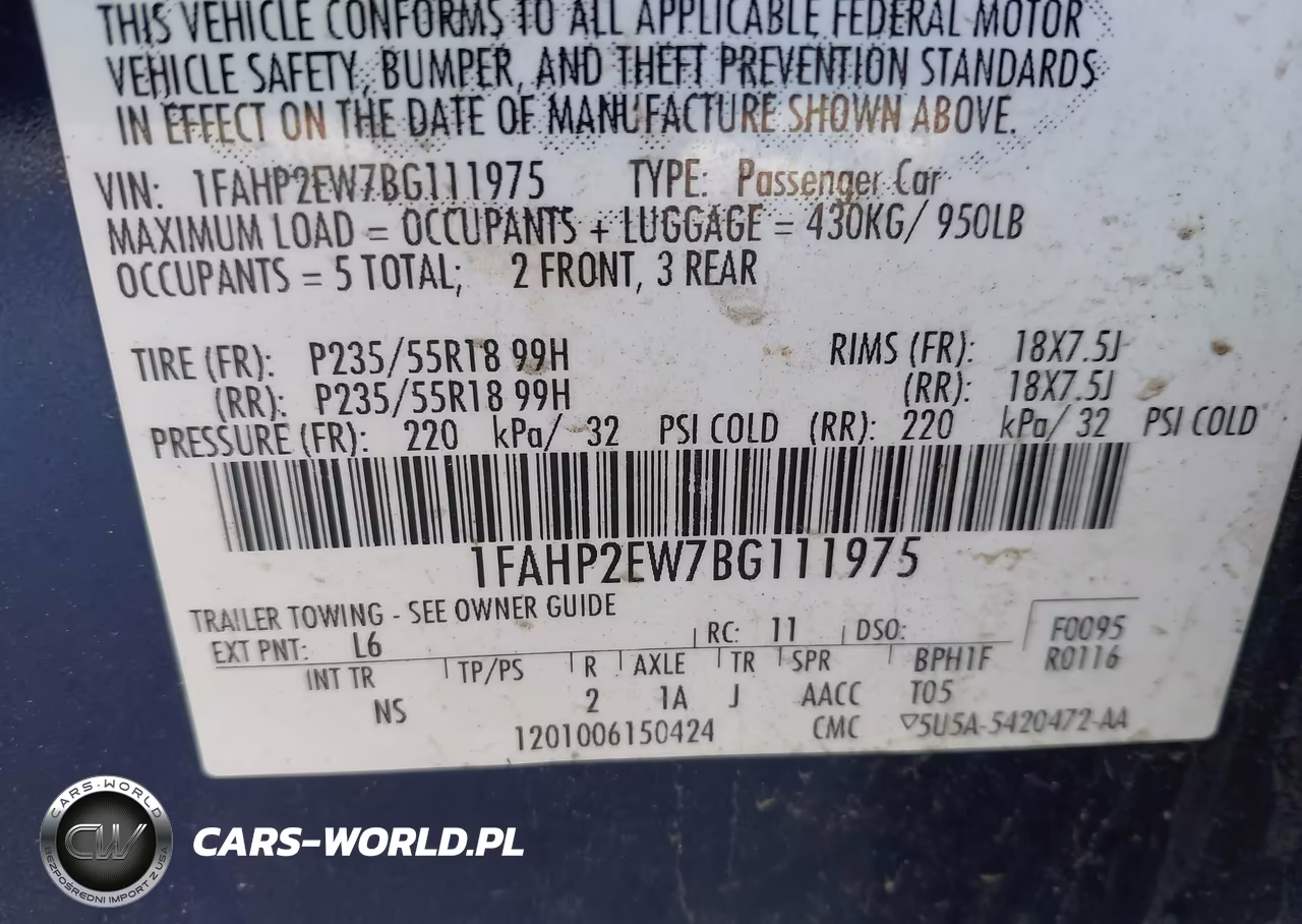 2011 Ford Taurus Sel VIN:1FAHP2EW7BG111975 - 9