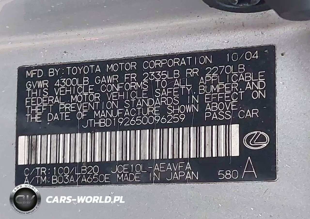2005 Lexus Is 300 VIN:JTHBD192650096259 - 9