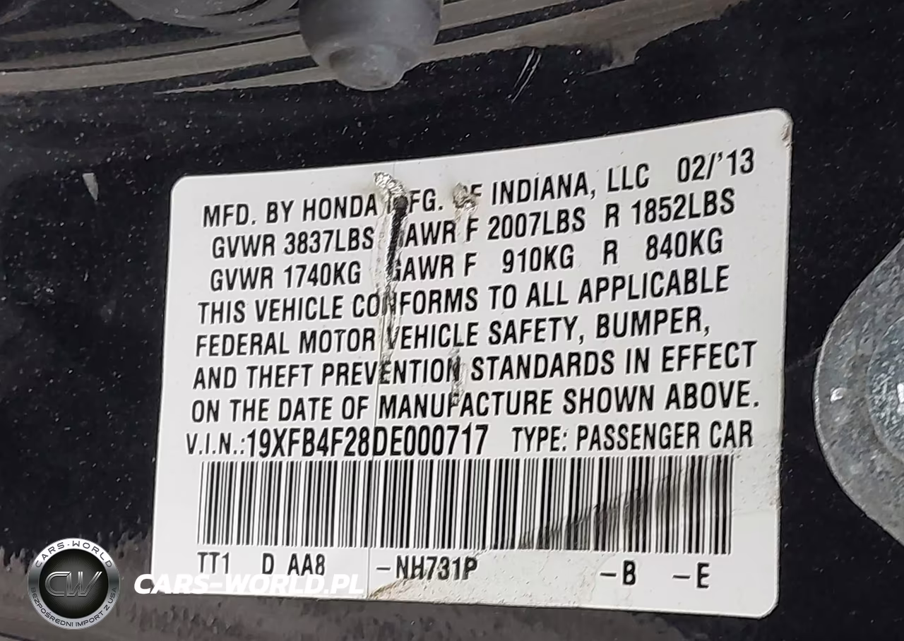 2013 Honda Civic Hybrid VIN:19XFB4F28DE000717 - 9