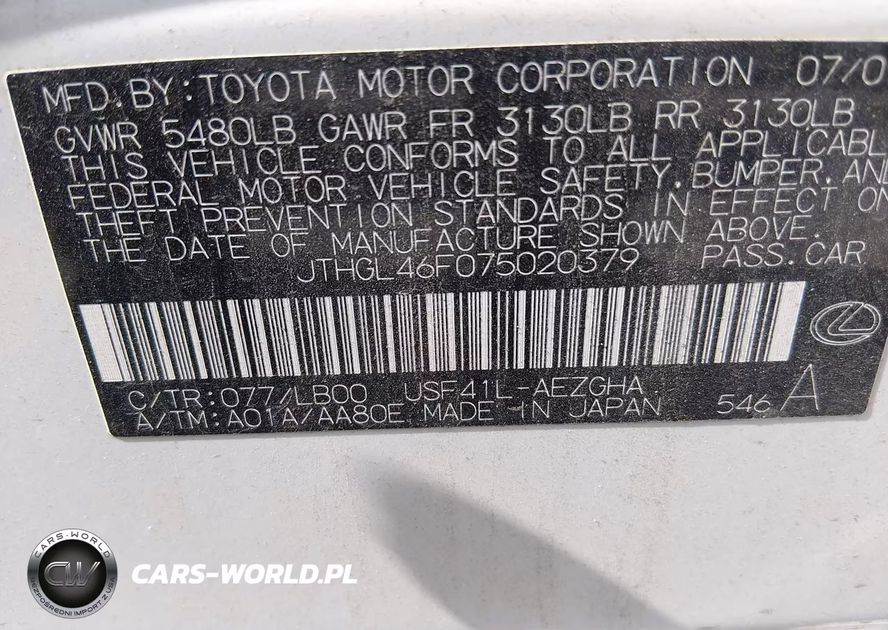2007 Lexus Ls 460 L VIN:JTHGL46F075020379 - 9
