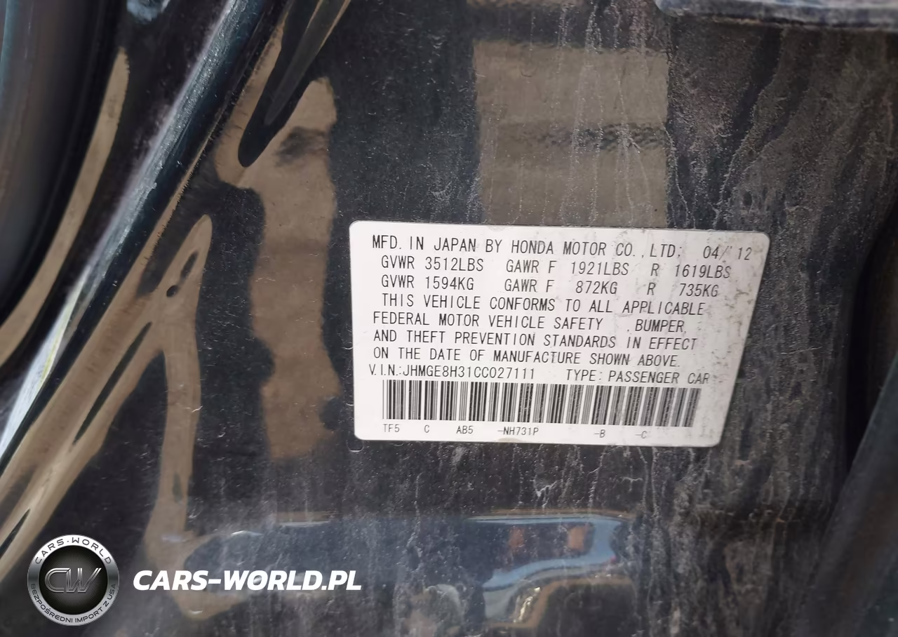 2012 Honda Fit VIN:JHMGE8H31CC027111 - 9