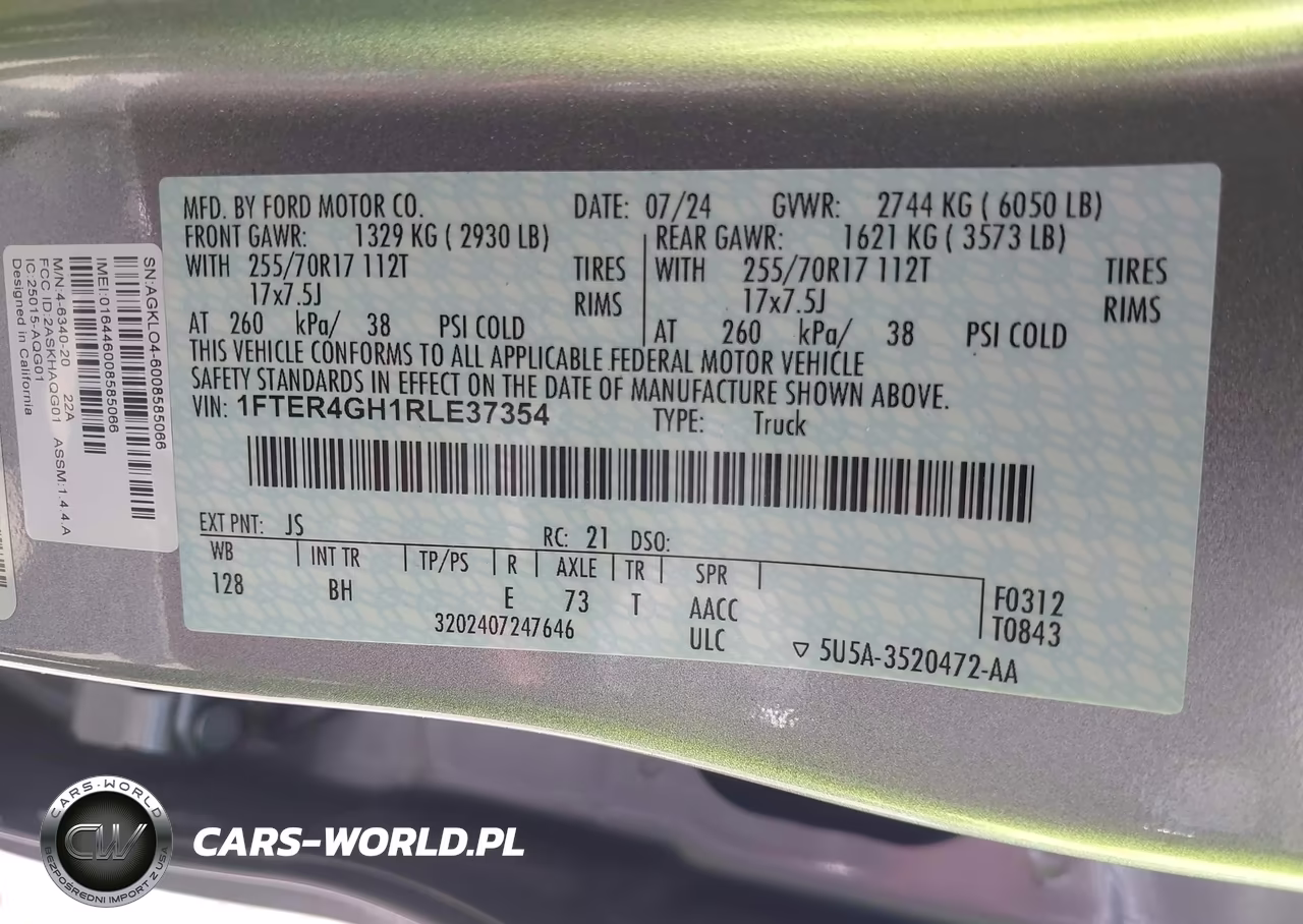 2024 Ford Ranger Xlt VIN:1FTER4GH1RLE37354 - 9