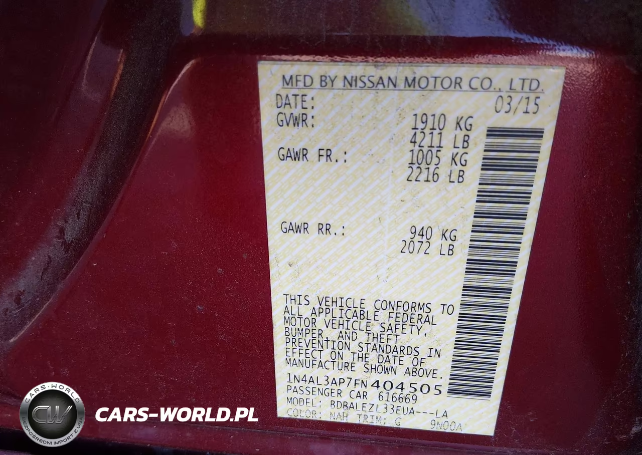 2015 Nissan Altima 2.5 S VIN:1N4AL3AP7FN404505 - 9