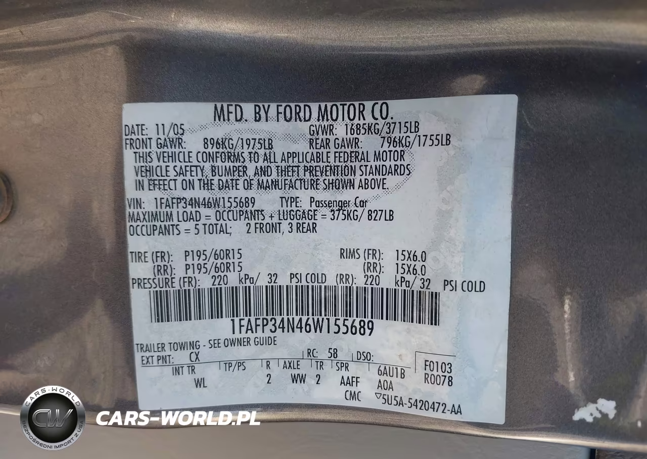 2006 Ford Focus Zx4 VIN:1FAFP34N46W155689 - 9