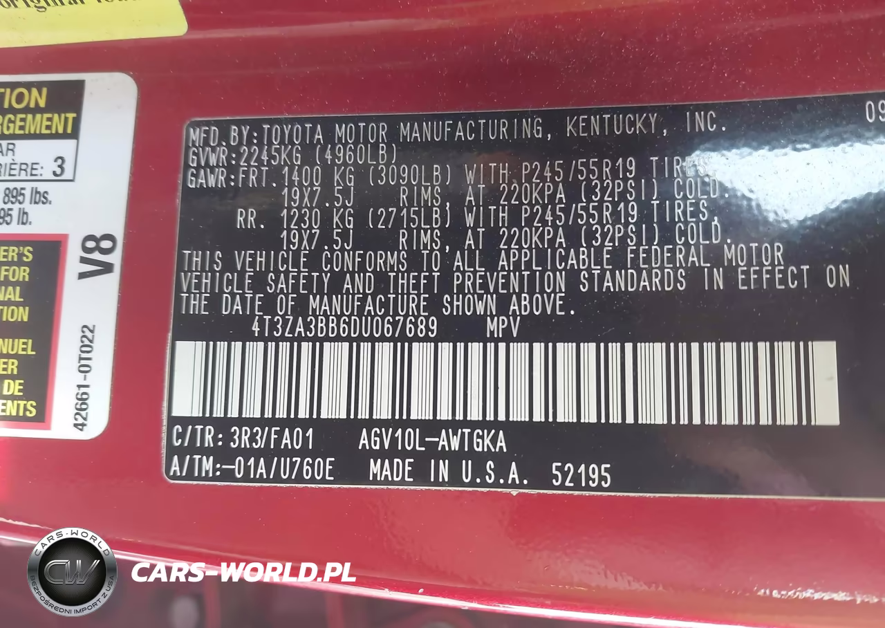 2013 Toyota Venza Le VIN:4T3ZA3BB6DU067689 - 9