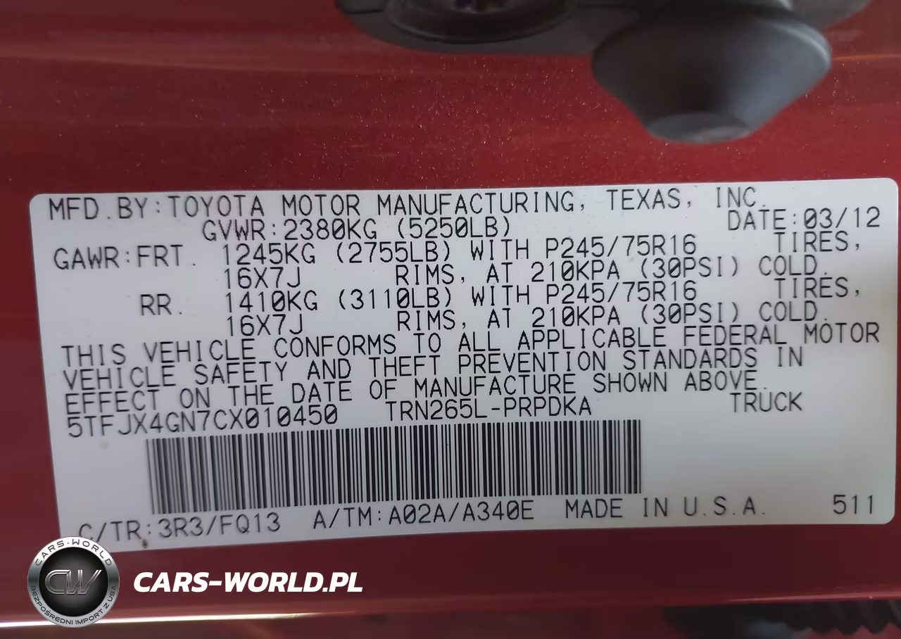 2012 Toyota Tacoma Prerunner VIN:5TFJX4GN7CX010450 - 9