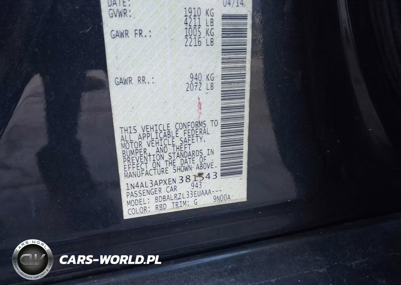 2014 Nissan Altima 2.5-2.5 S-2.5 Sl-2.5 Sv VIN:1N4AL3APXEN381543 - 9
