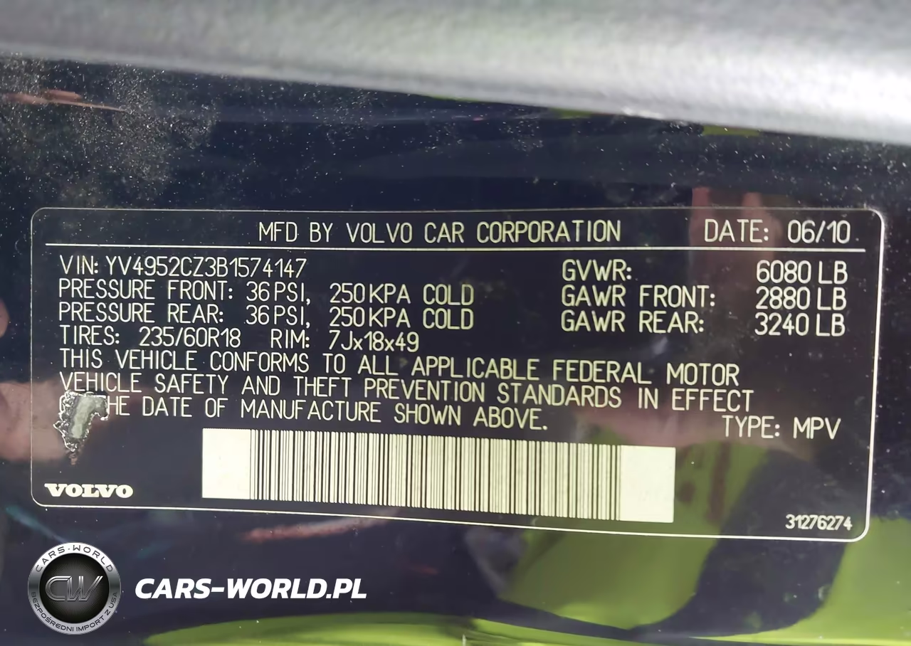 2011 Volvo Xc90 3.2 VIN:YV4952CZ3B1574147 - 9
