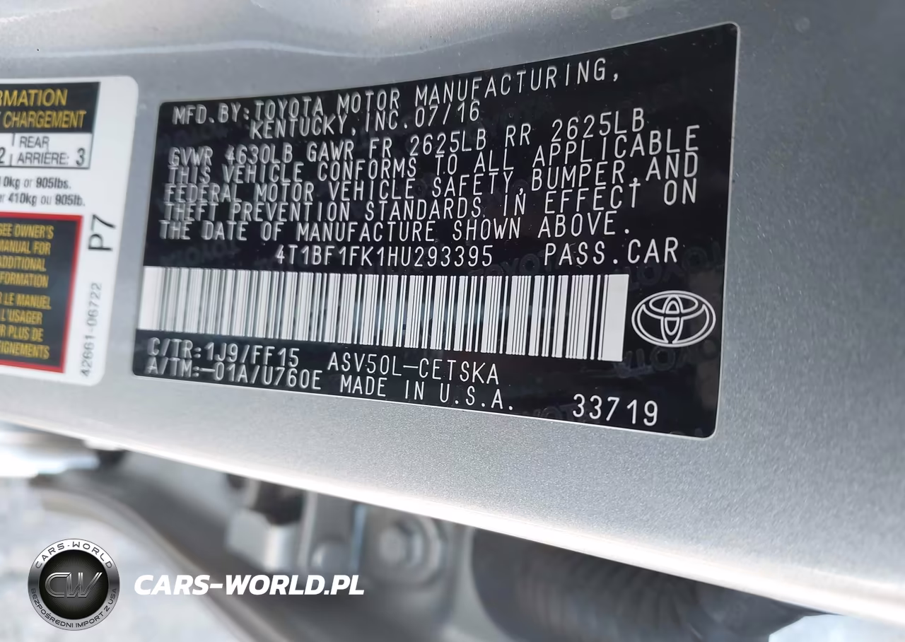 2017 Toyota Camry Se VIN:4T1BF1FK1HU293395 - 9