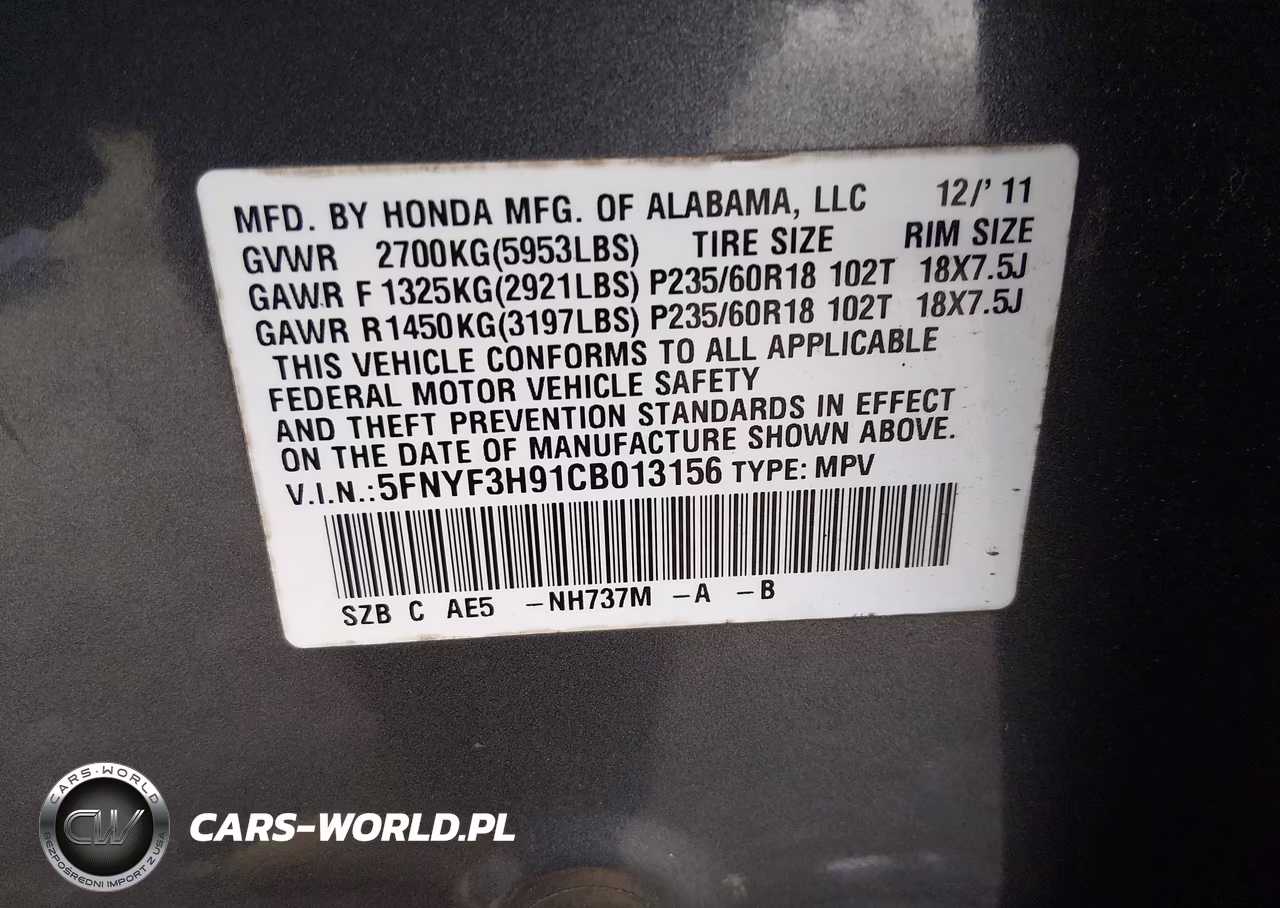 2012 Honda Pilot Touring VIN:5FNYF3H91CB013156 - 9