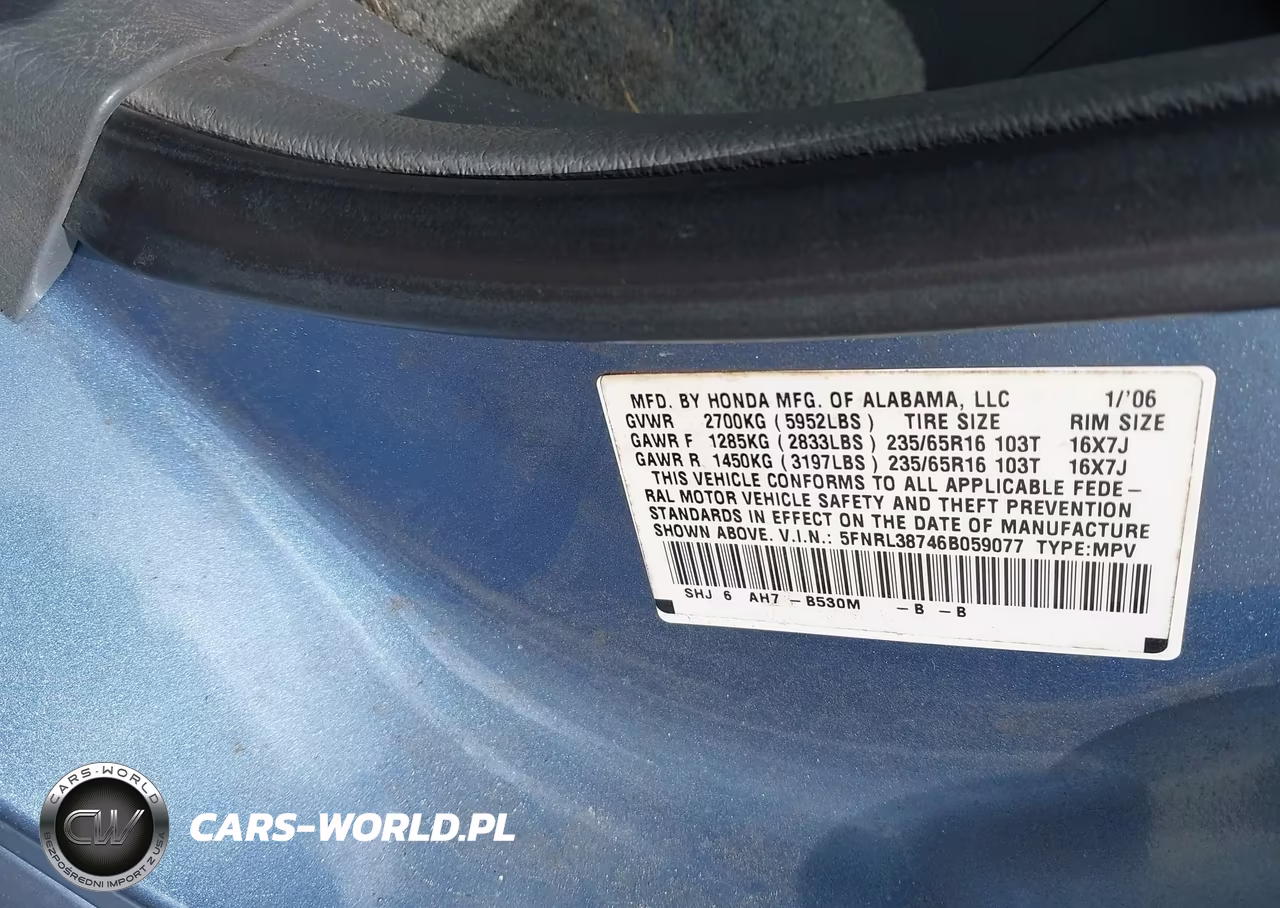 2006 Honda Odyssey Ex-L VIN:5FNRL38746B059077 - 9