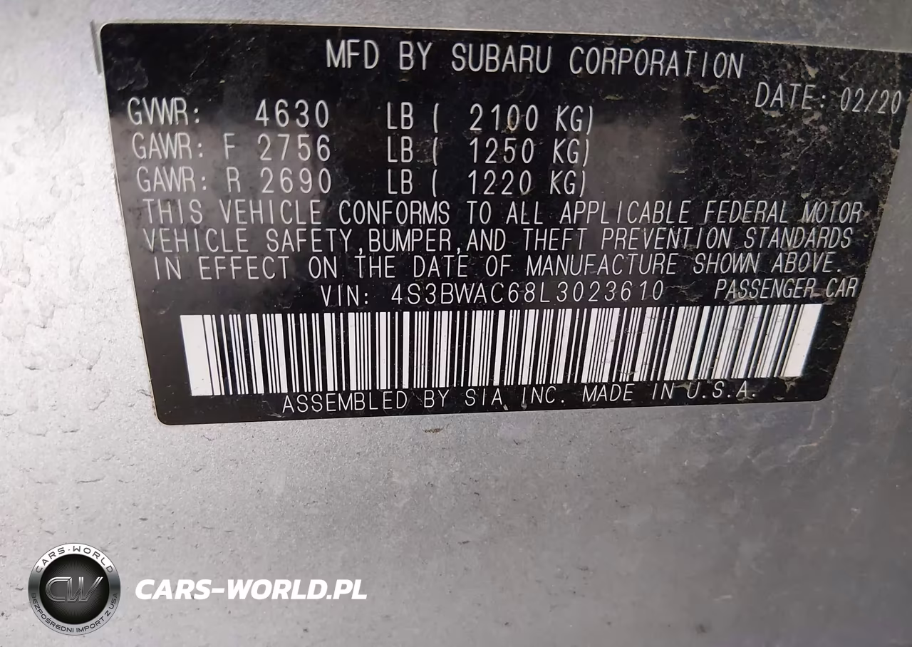 2020 Subaru Legacy Premium VIN:4S3BWAC68L3023610 - 9