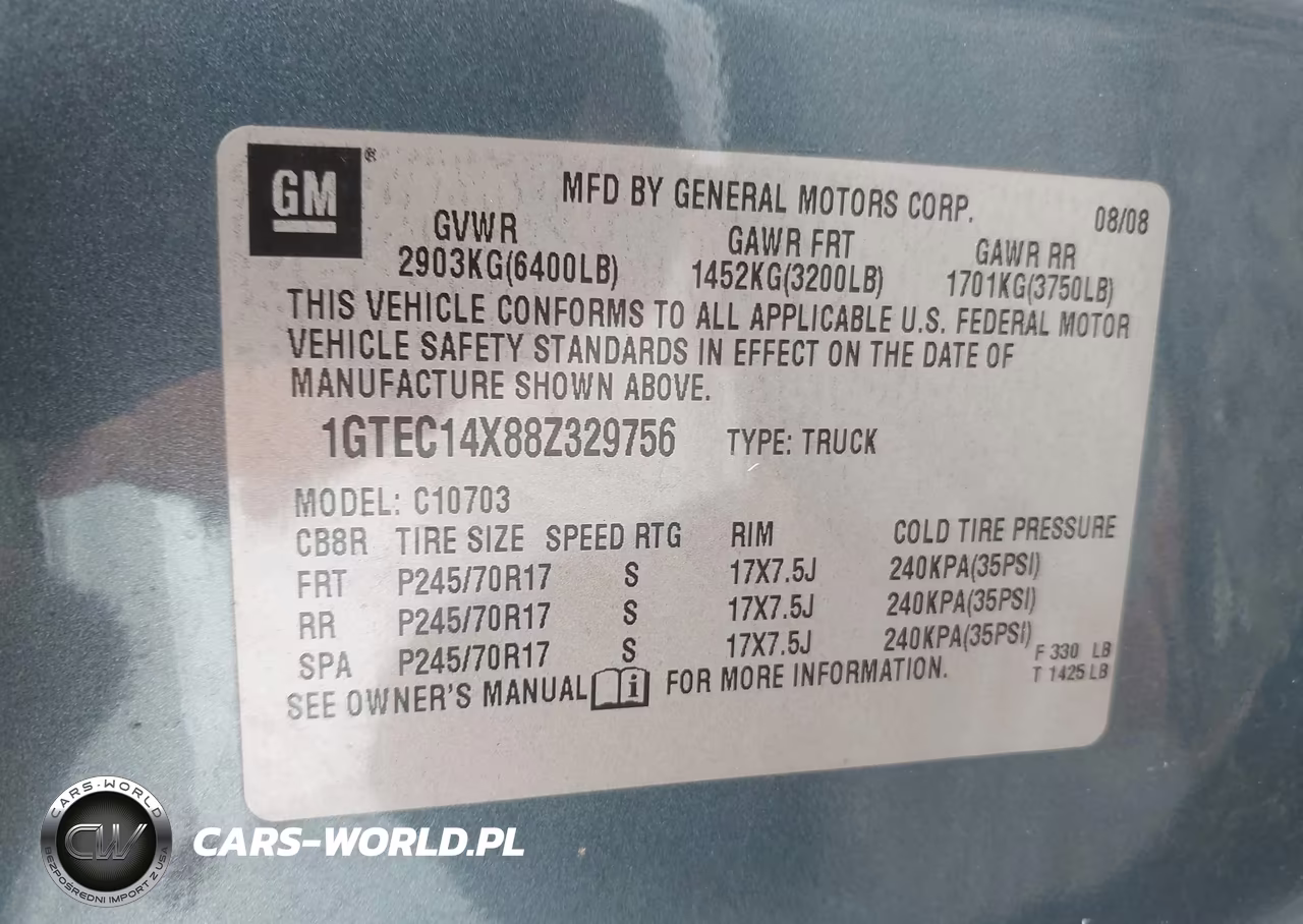 2008 GMC Sierra 1500 Work Truck VIN:1GTEC14X88Z329756 - 9