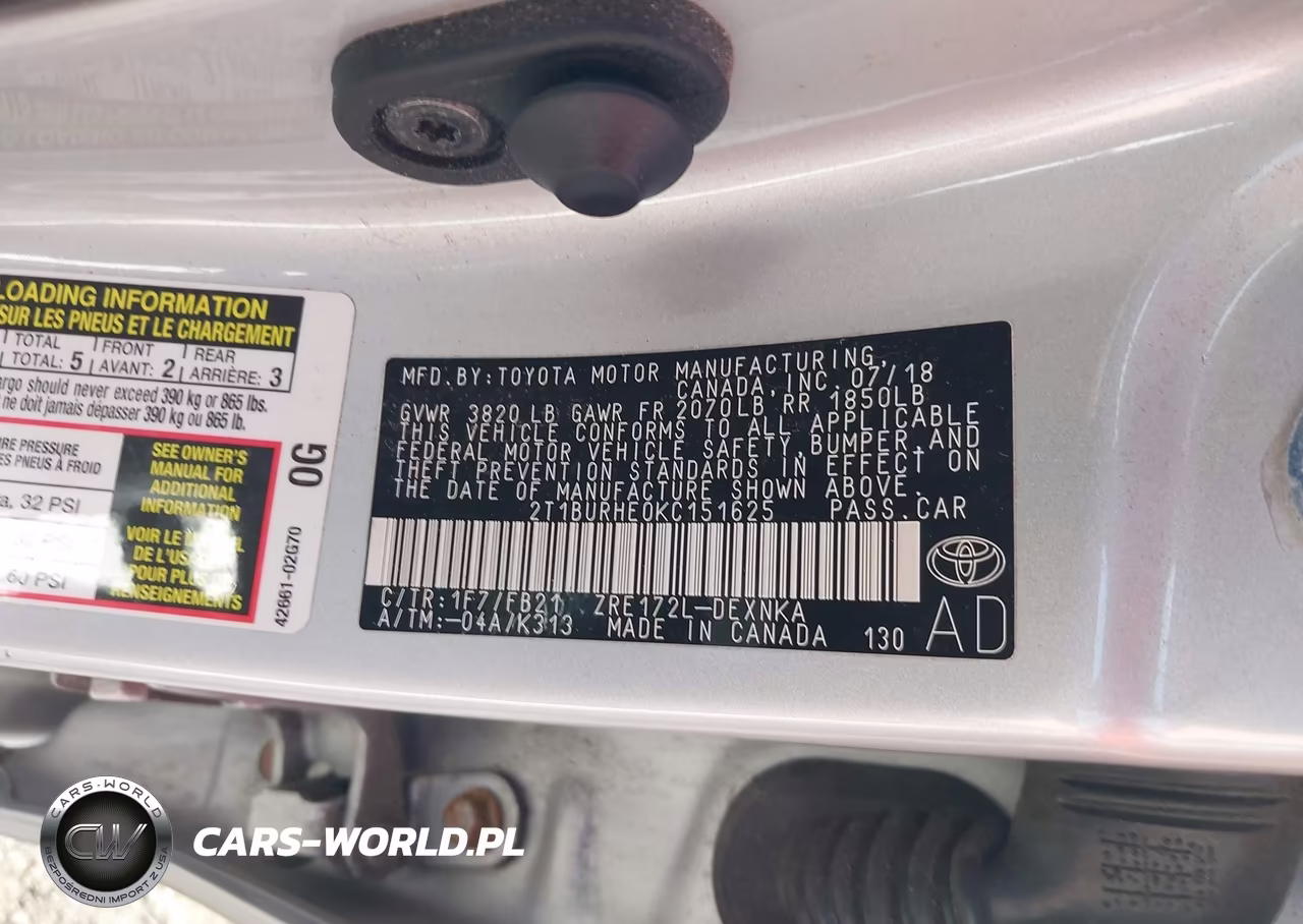 2019 Toyota Corolla Le VIN:2T1BURHE0KC151625 - 9