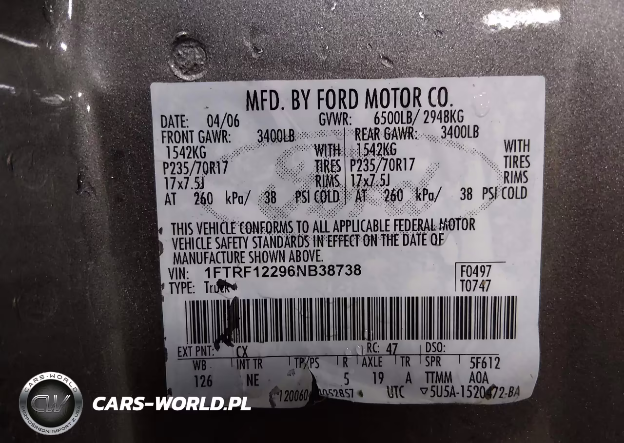 2006 Ford F-150 Stx-Xl-Xlt VIN:1FTRF12296NB38738 - 9