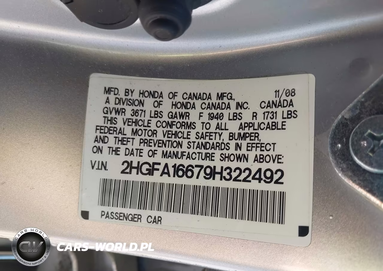 2009 Honda Civic Lx-S VIN:2HGFA16679H322492 - 9