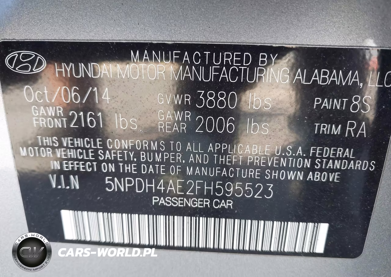 2015 Hyundai Elantra Se VIN:5NPDH4AE2FH595523 - 9
