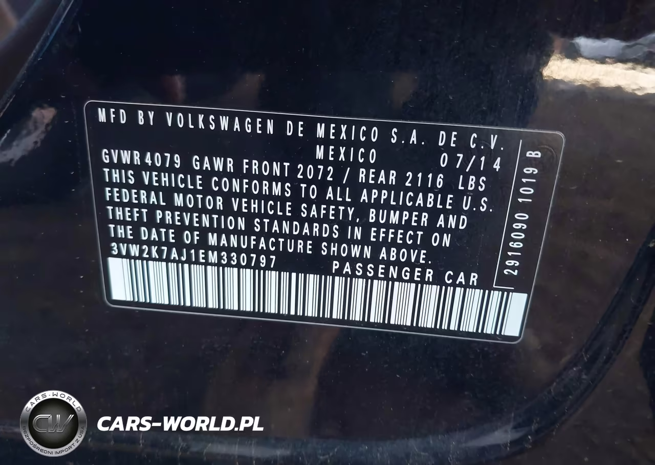 2014 Volkswagen Jetta 2.0L S VIN:3VW2K7AJ1EM330797 - 9