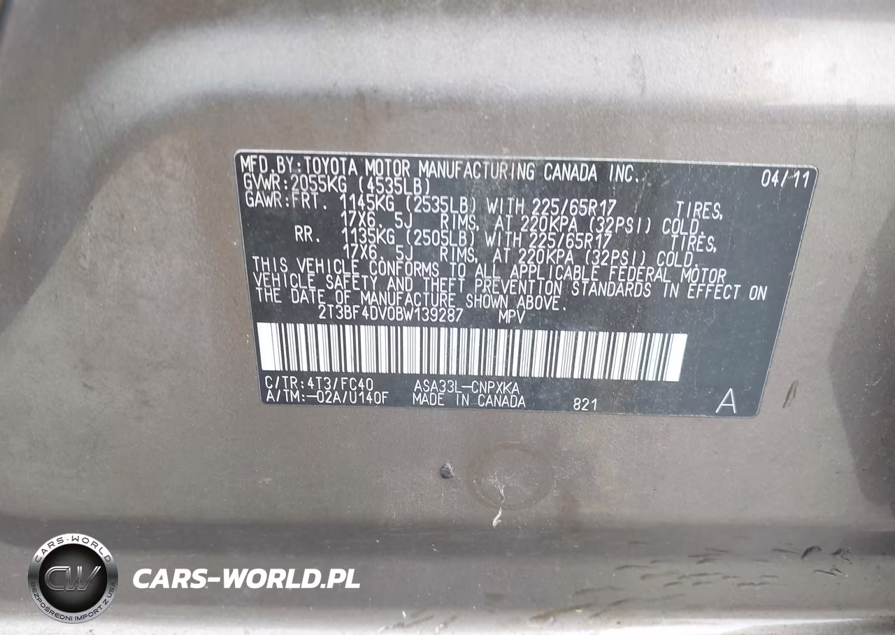 2011 Toyota Rav4 VIN:2T3BF4DV0BW139287 - 9