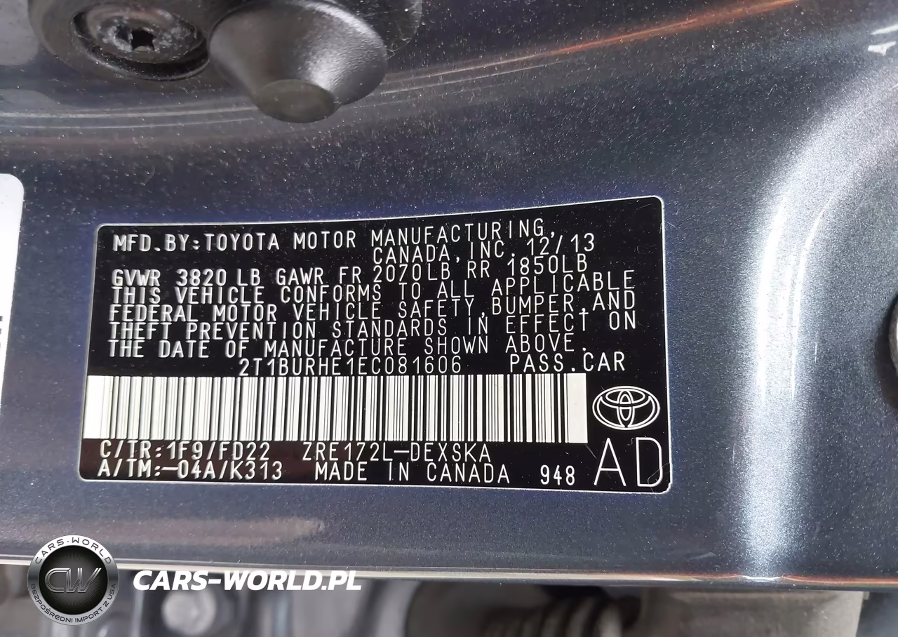 2014 Toyota Corolla S Plus VIN:2T1BURHE1EC081606 - 9