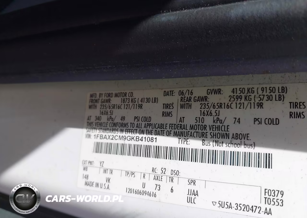 2016 Ford Transit-350 Xl VIN:1FBAX2CM9GKB41081 - 9