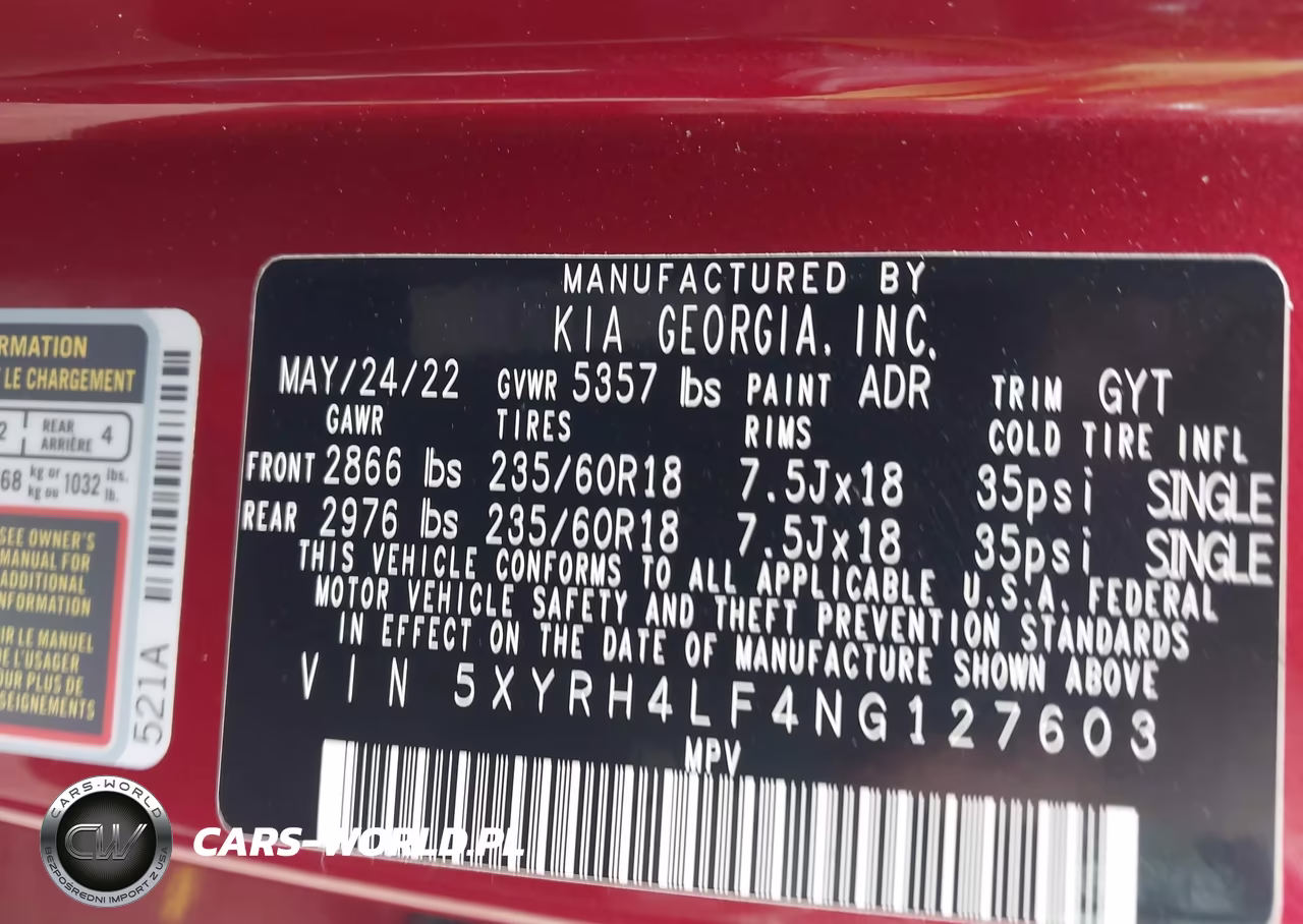 2022 Kia Sorento Ex VIN:5XYRH4LF4NG127603 - 9