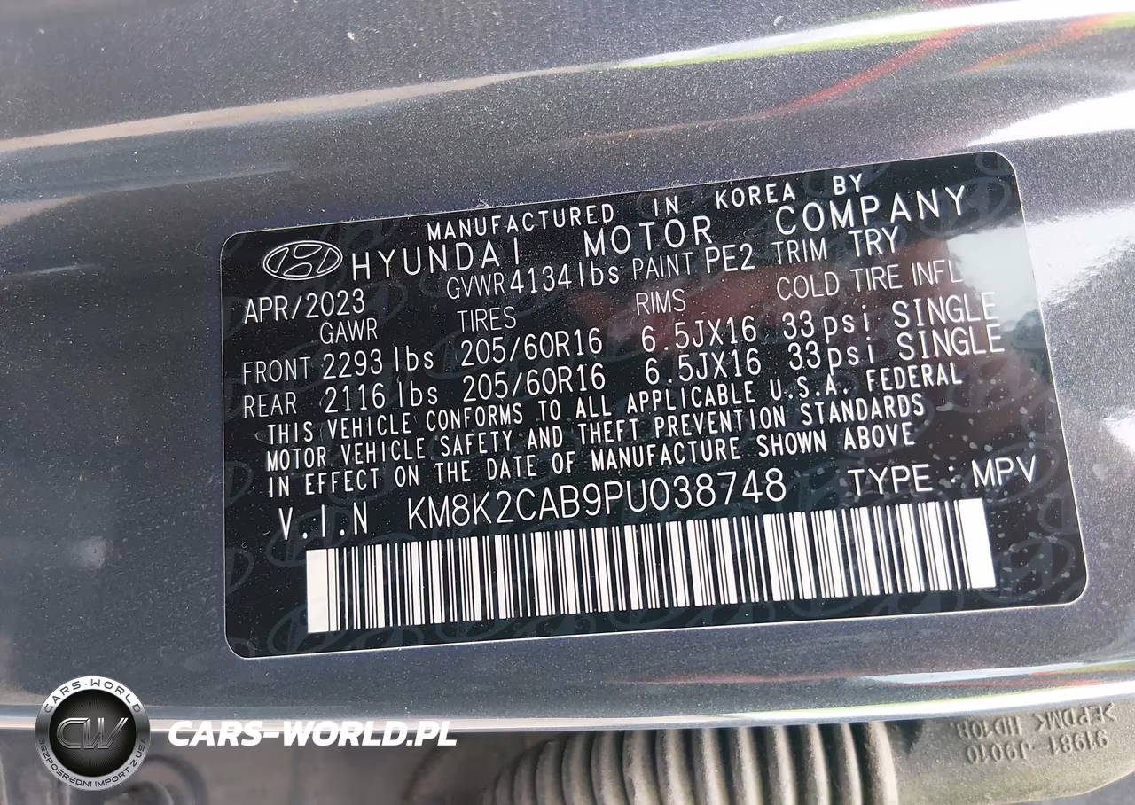 2023 Hyundai Kona Se VIN:KM8K2CAB9PU038748 - 9