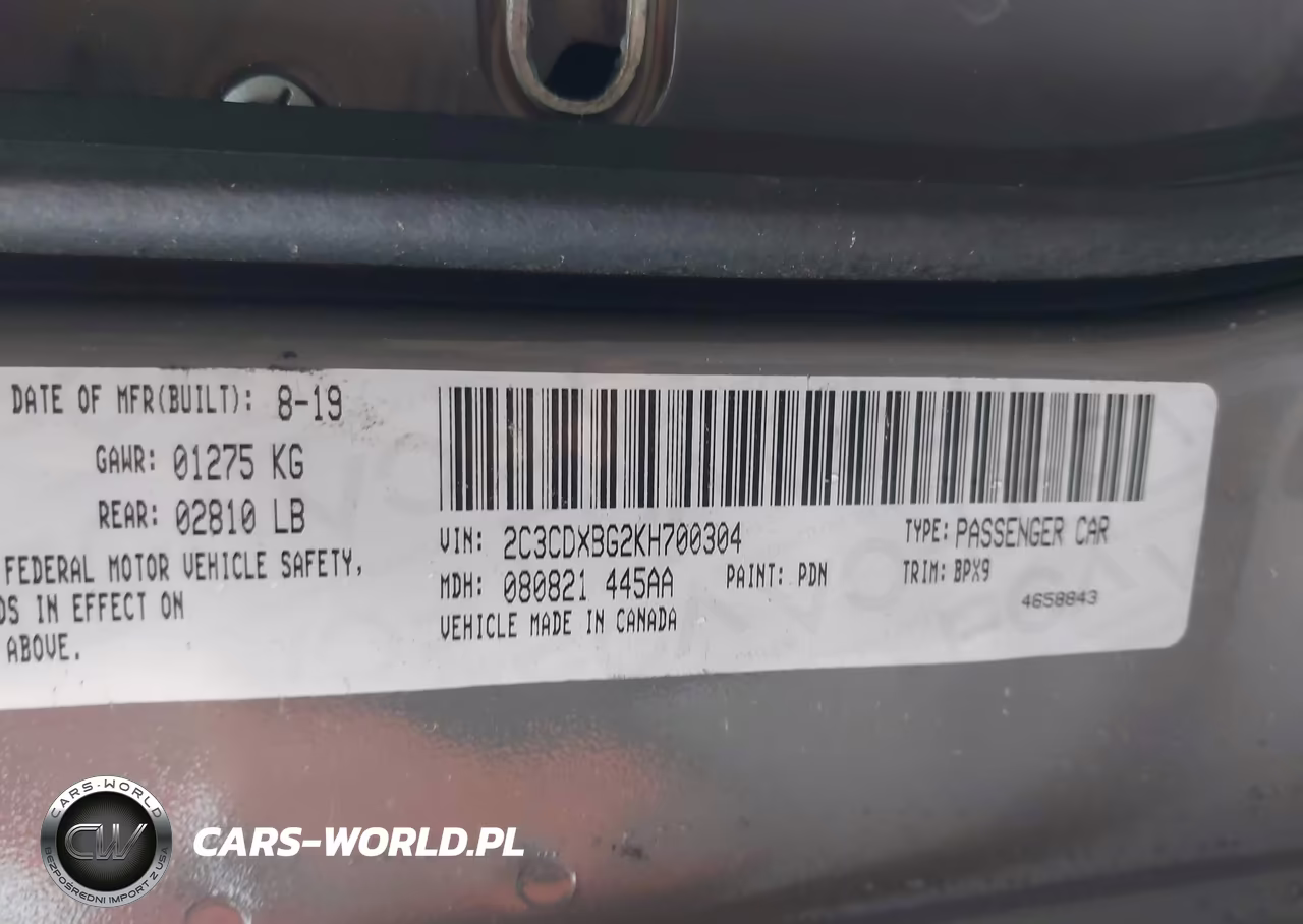 2019 Dodge Charger Sxt Rwd VIN:2C3CDXBG2KH700304 - 9