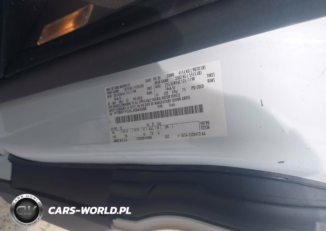2020 Ford Transit-250 VIN:1FTBR1YGXLKB45268 - 9