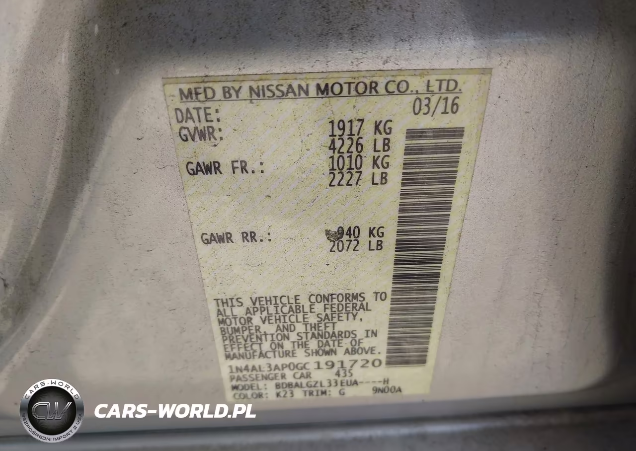2016 Nissan Altima 2.5 S VIN:1N4AL3AP0GC191720 - 9