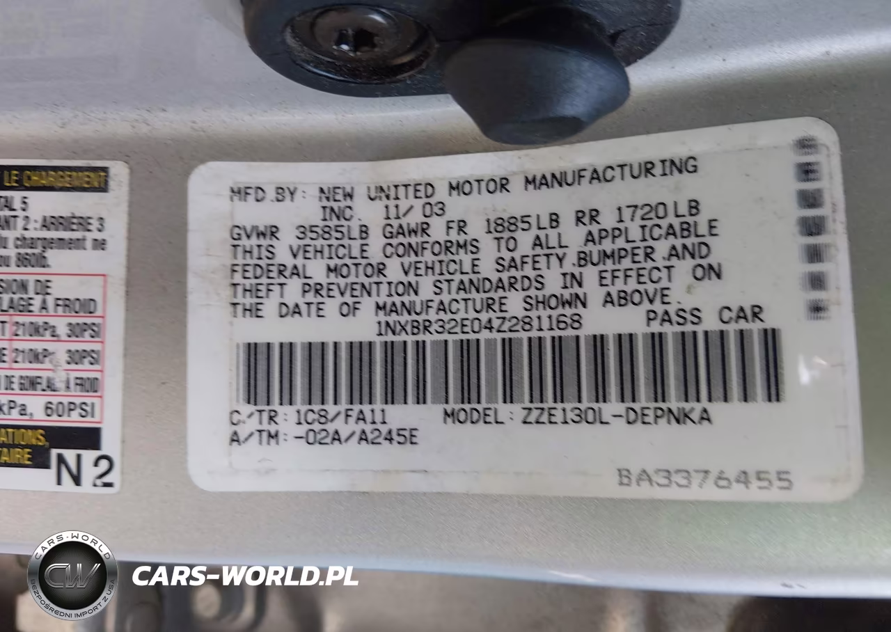 2004 Toyota Corolla Le VIN:1NXBR32E04Z281168 - 9