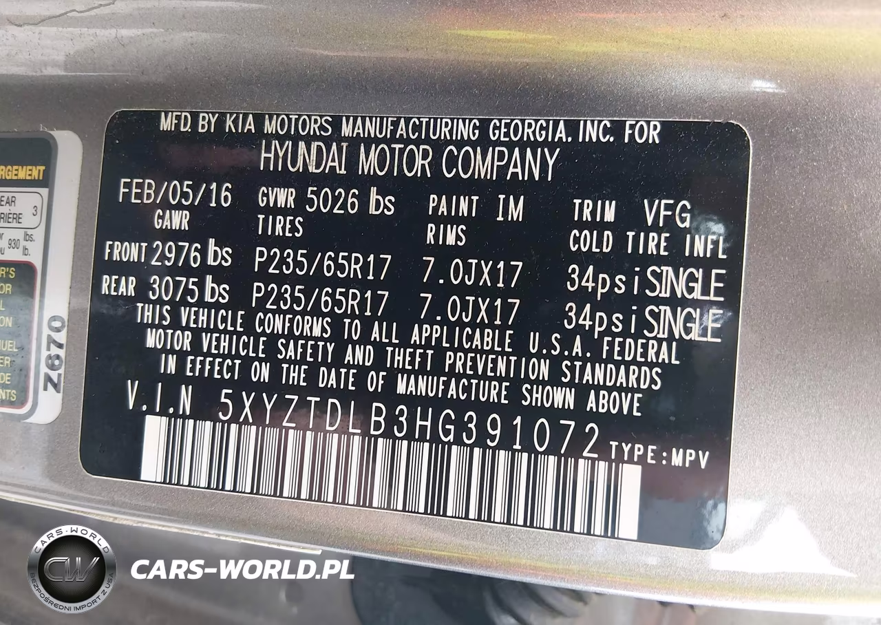 2017 Hyundai Santa Fe Sport 2.4L VIN:5XYZTDLB3HG391072 - 9