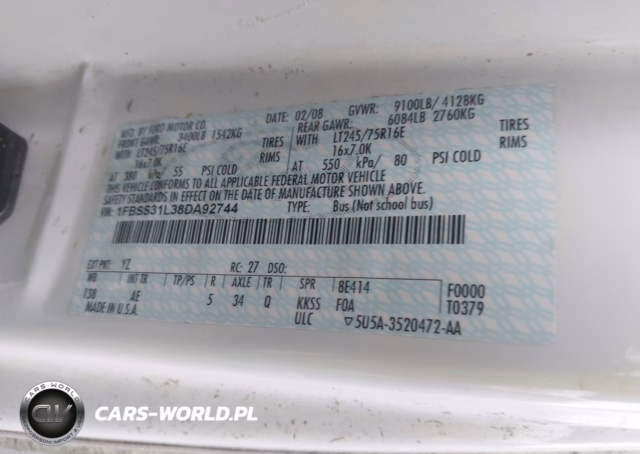 2008 Ford E-350 Super Duty Xl VIN:1FBSS31L38DA92744 - 9