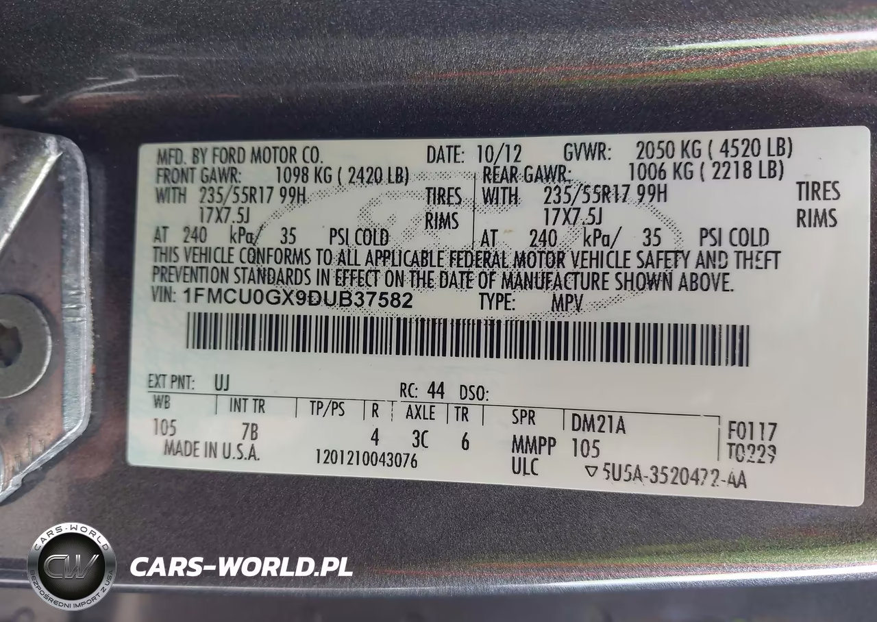 2013 Ford Escape Se VIN:1FMCU0GX9DUB37582 - 9
